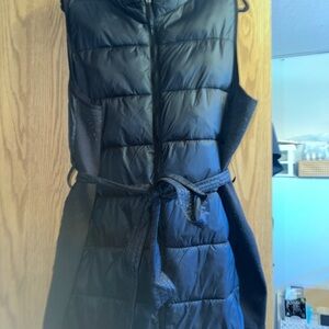 Penningtons Black Quilted Puffer Vest with Tie Belt